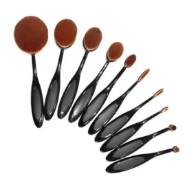 10 Piece Black Oval Brush Set