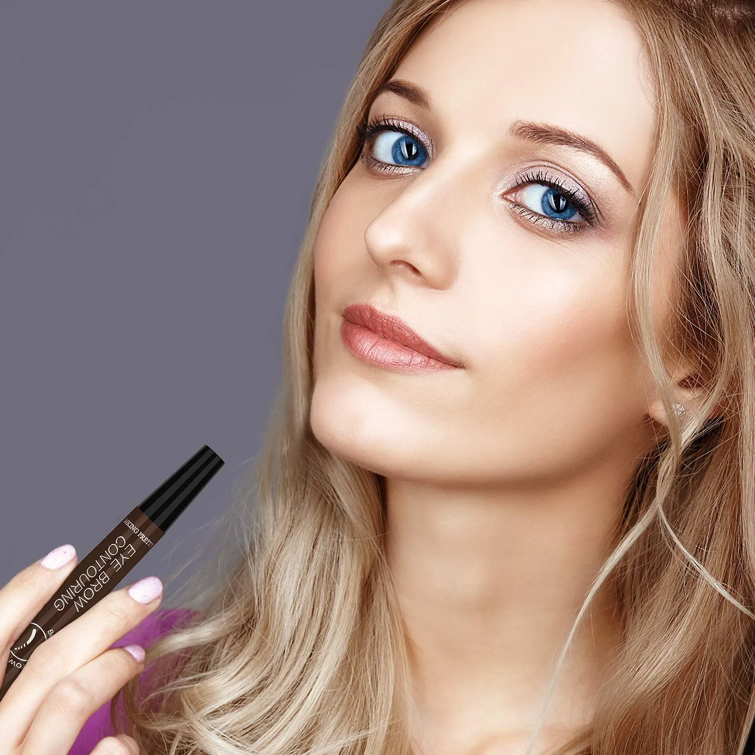 Ainviata 2pcs Waterproof Liquid Eyebrow Pencil w/Micro-Fork Tip Applicators, Microblading Eyebrow Pen Brown Eyebrow Tattoo Pen Creates Natural Makeup