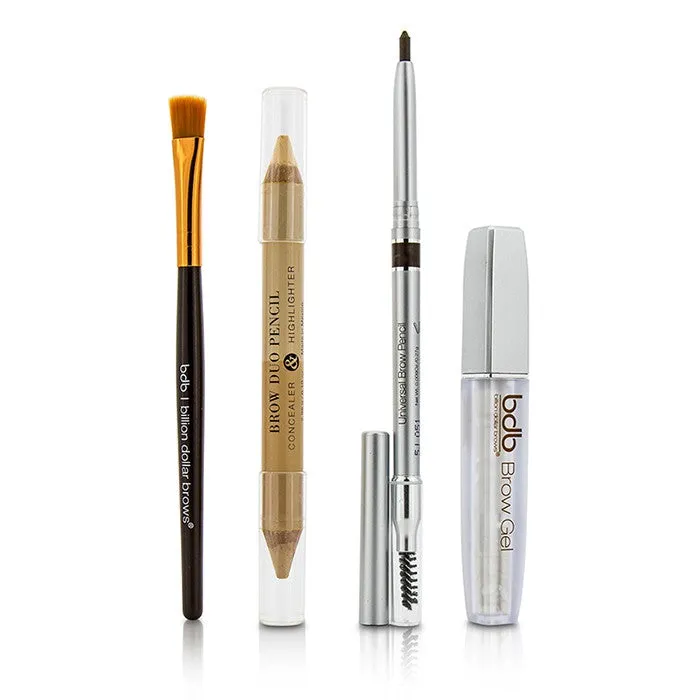 Billion Dollar Brows Best Sellers Kit: 1x Universal Brow Pencil 0.27g/0.009oz, 1x Brow Duo Pencil 2.98g/0.1oz, 1x Smudge Brush, 1x Brow Gel 3ml/0.1oz 4pcs