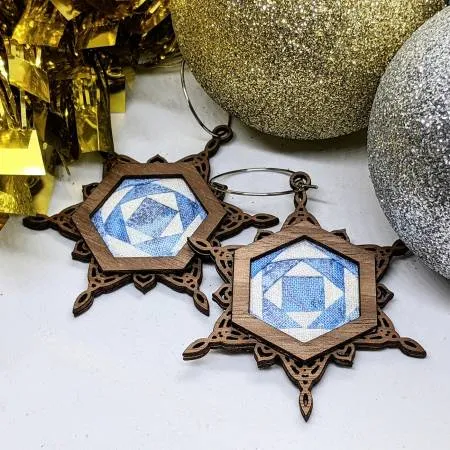 Christmas Snowflake Earring Walnut