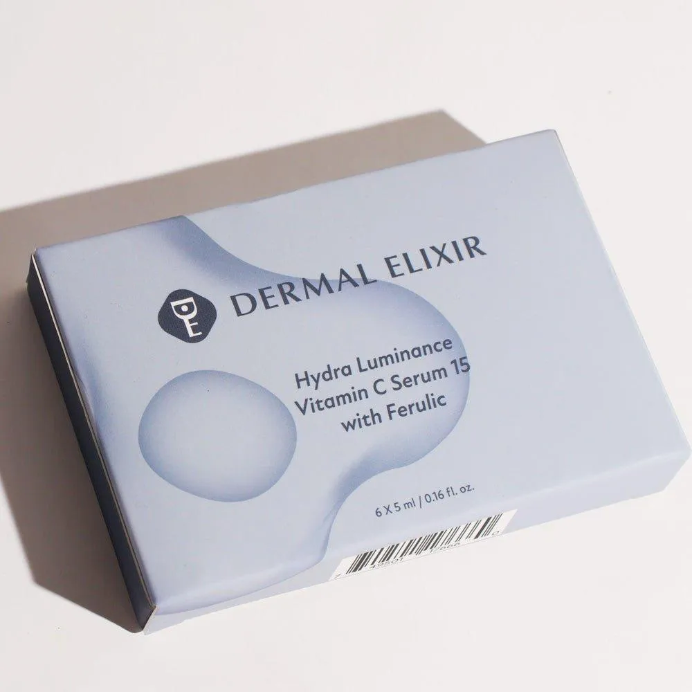 Dermal Elixir Hydra Luminance Vitamin C Serum 15 with Ferulic 5ML X 6 5ml x 6