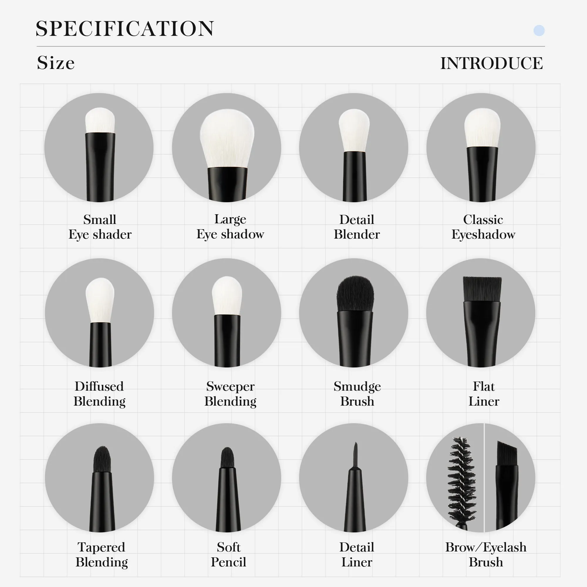 Essential Eye Brush Gift Set Natural and Synthetic 12 Pcs T322