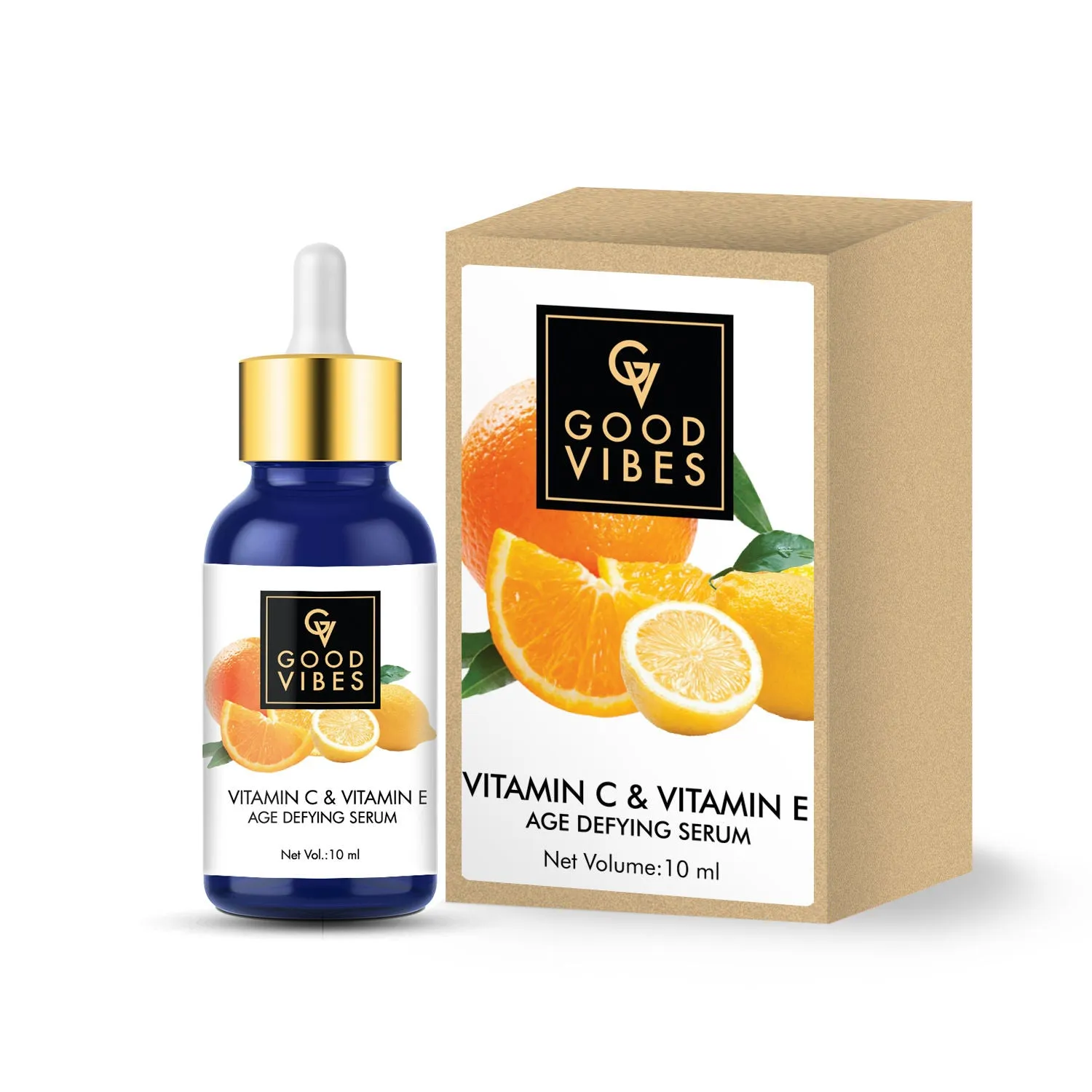 Good Vibes Vitamin C & E Age Defying Face Serum | Rejuvenating, Moisturizing | With Orange | No Parabens, No Sulphates, No Animal Testing (10 ml)