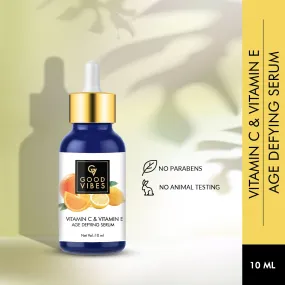 Good Vibes Vitamin C & E Age Defying Face Serum | Rejuvenating, Moisturizing | With Orange | No Parabens, No Sulphates, No Animal Testing (10 ml)