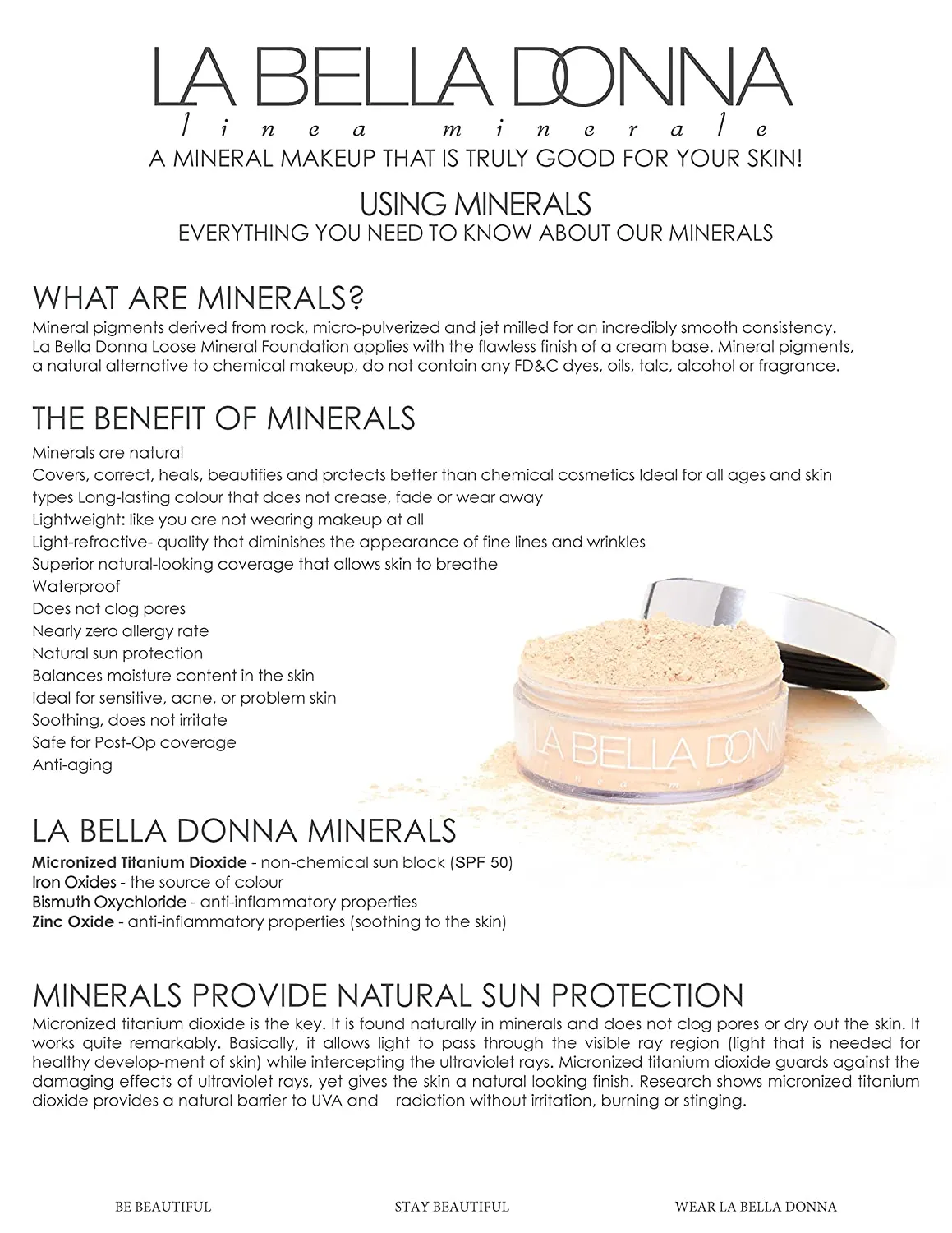 La Bella Donna Loose Mineral Foundation SPF 50 | 10g - Crema
