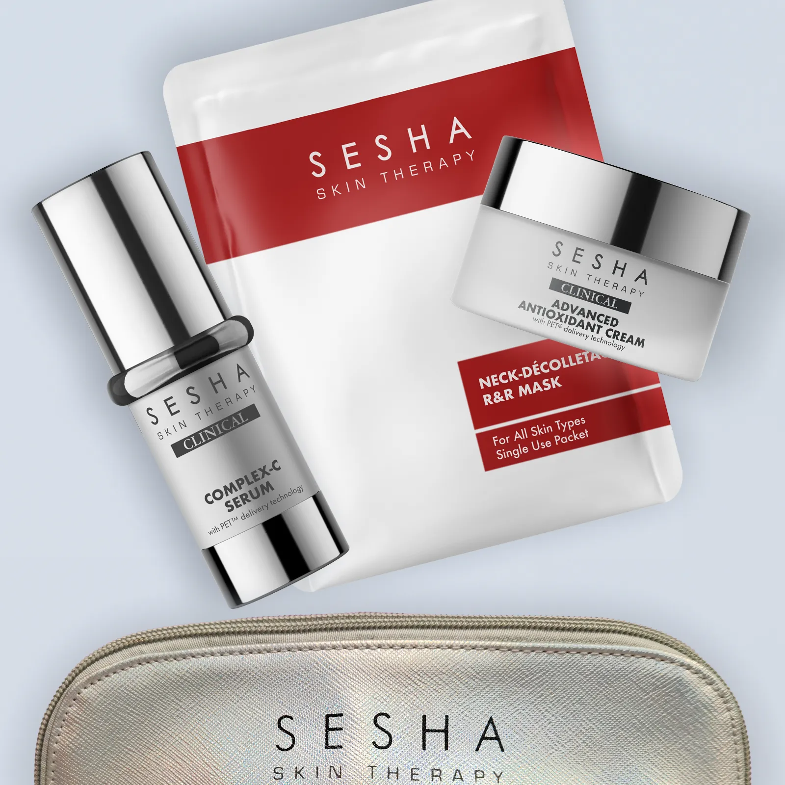 Mature Skin - Complex C serum, antioxidant cream, Neck & decollete mask and holo bag