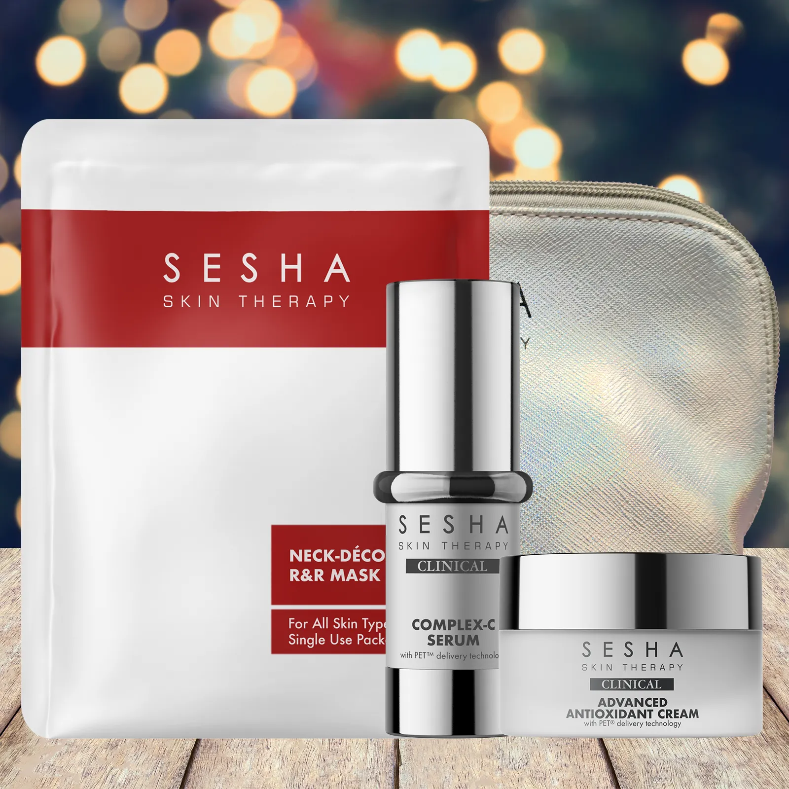 Mature Skin - Complex C serum, antioxidant cream, Neck & decollete mask and holo bag