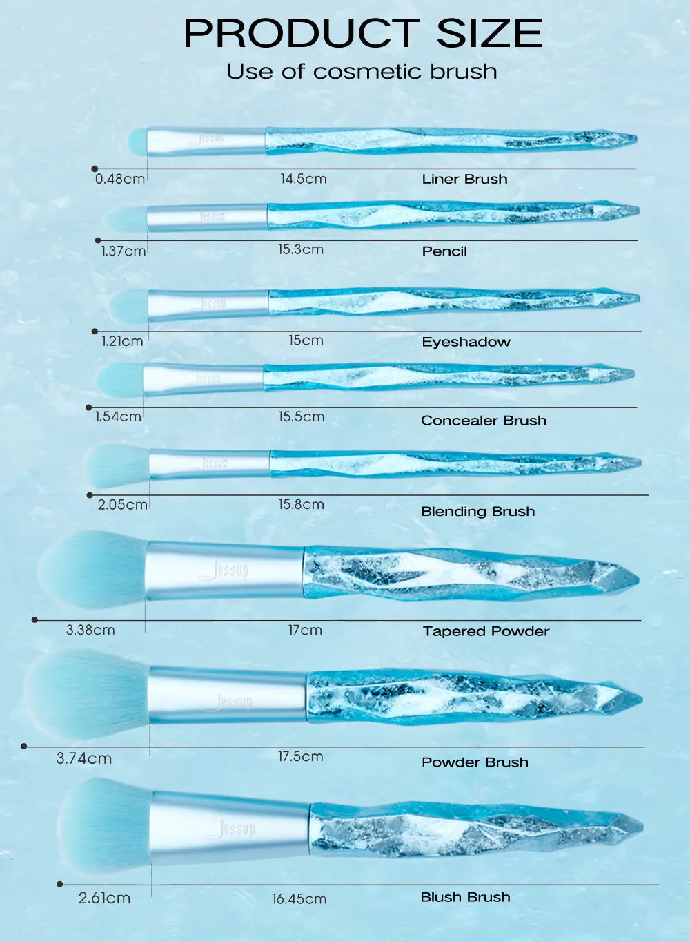 Moreno Glacier Blue 8Pcs Brush Set T269
