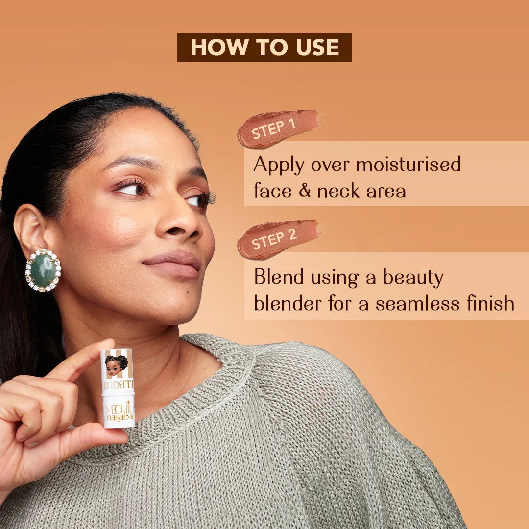 Pookie - Mini Masaba Foundation Makeup Stick (Medium) Easy To Blend, Mattifying Coverage